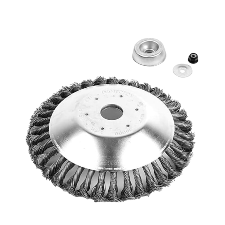 Perie disc din sarma de otel, 25.4 x 200 mm, Argintiu