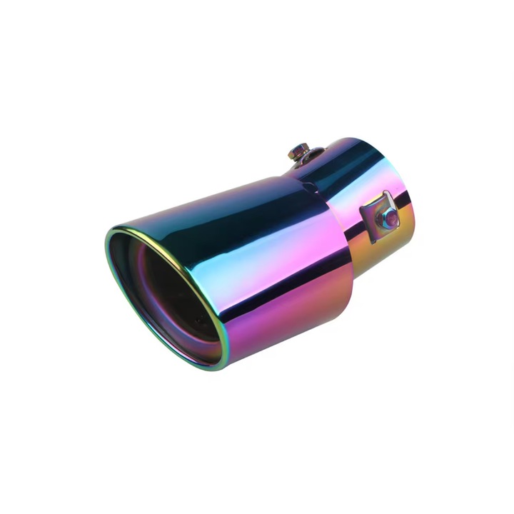 Ornament Toba Esapament curbat din otel inoxidabil, 140x75 mm, Multicolor, Forma Ovala