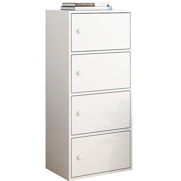 BADU Comoda, 4 rafturi, Alb, 102x40x30 cm, lemn