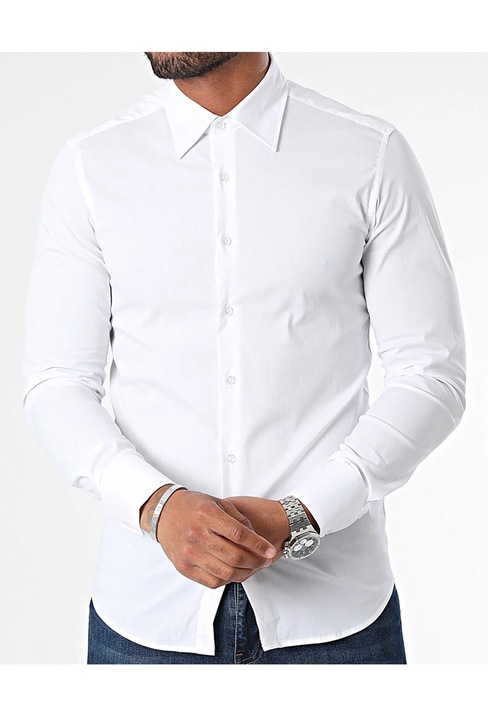 Camasa barbati slim fit, bumbac, Alb