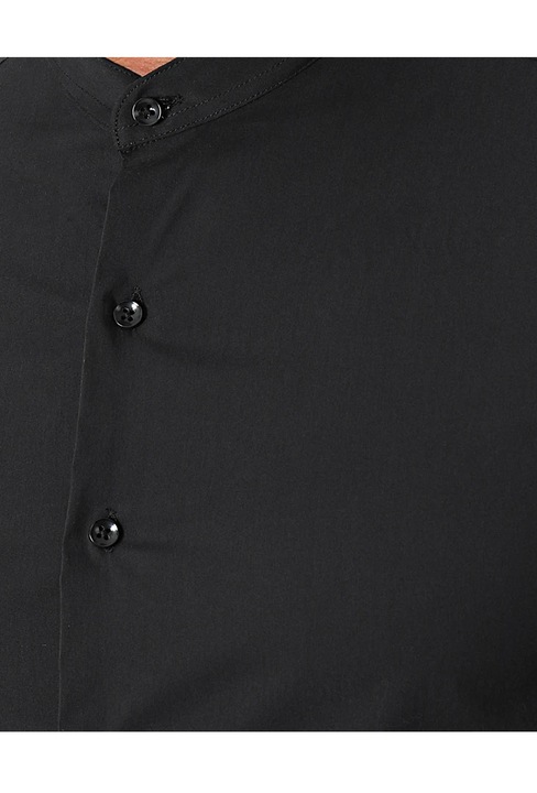 Camasa barbati slim fit, tunica, bumbac, Negru, 2XL INTL