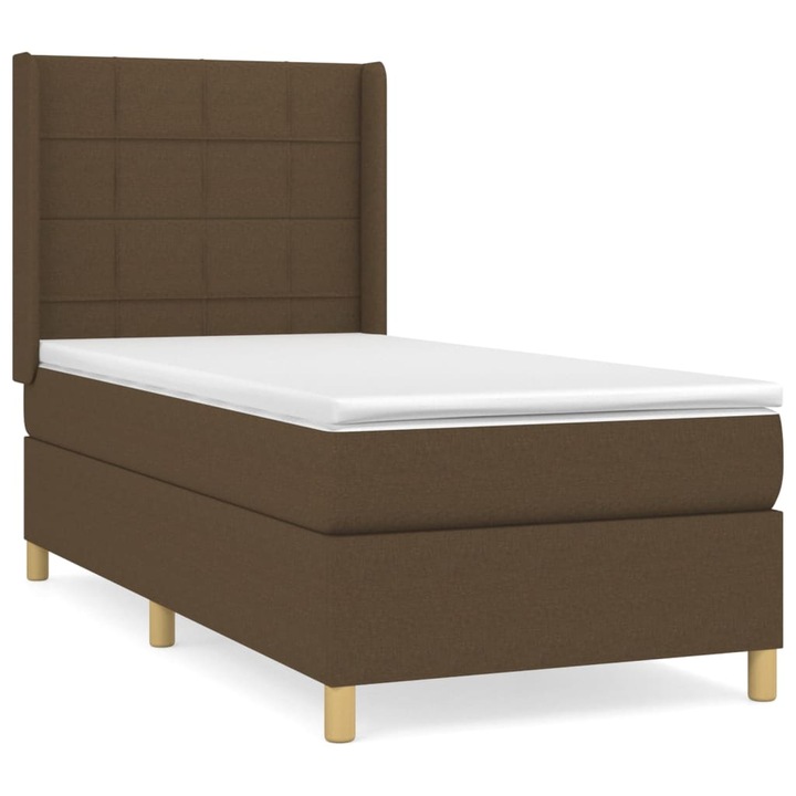 vidaXL sötétbarna szövet rugós ágy matraccal 90 x 190 cm 3131956