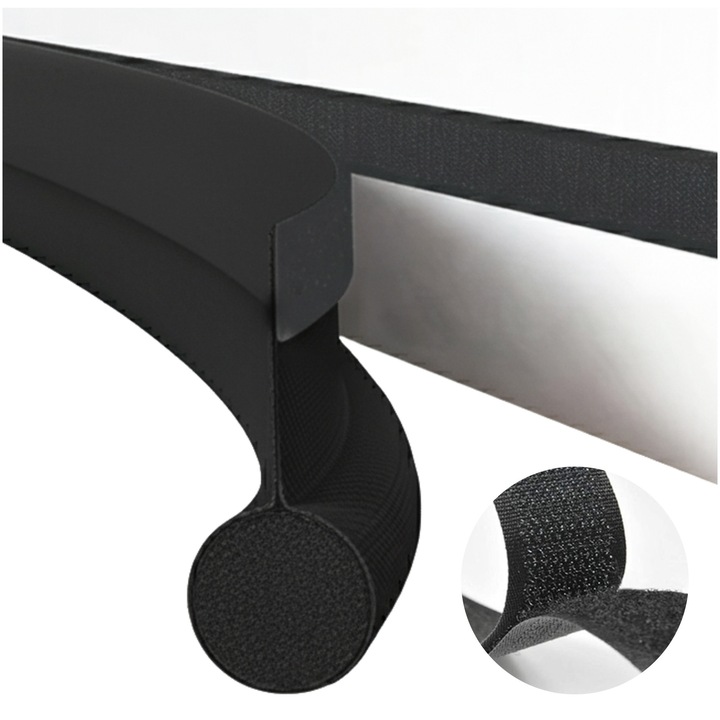 Garnitura Simpla din Spuma EVI Home Single Black, Fixare cu Velcro, Izolare Termica si Acustica, Protectie Curenti Aer si Insecte, Lungime 90 cm, Negru