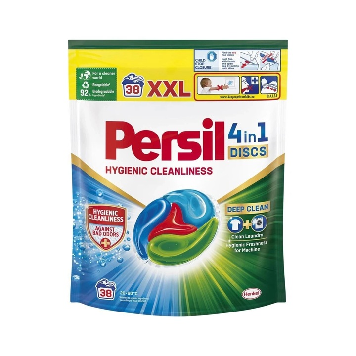 Detergent de rufe capsule Persil Discs Hygienic Cleanliness, 38 Spalari
