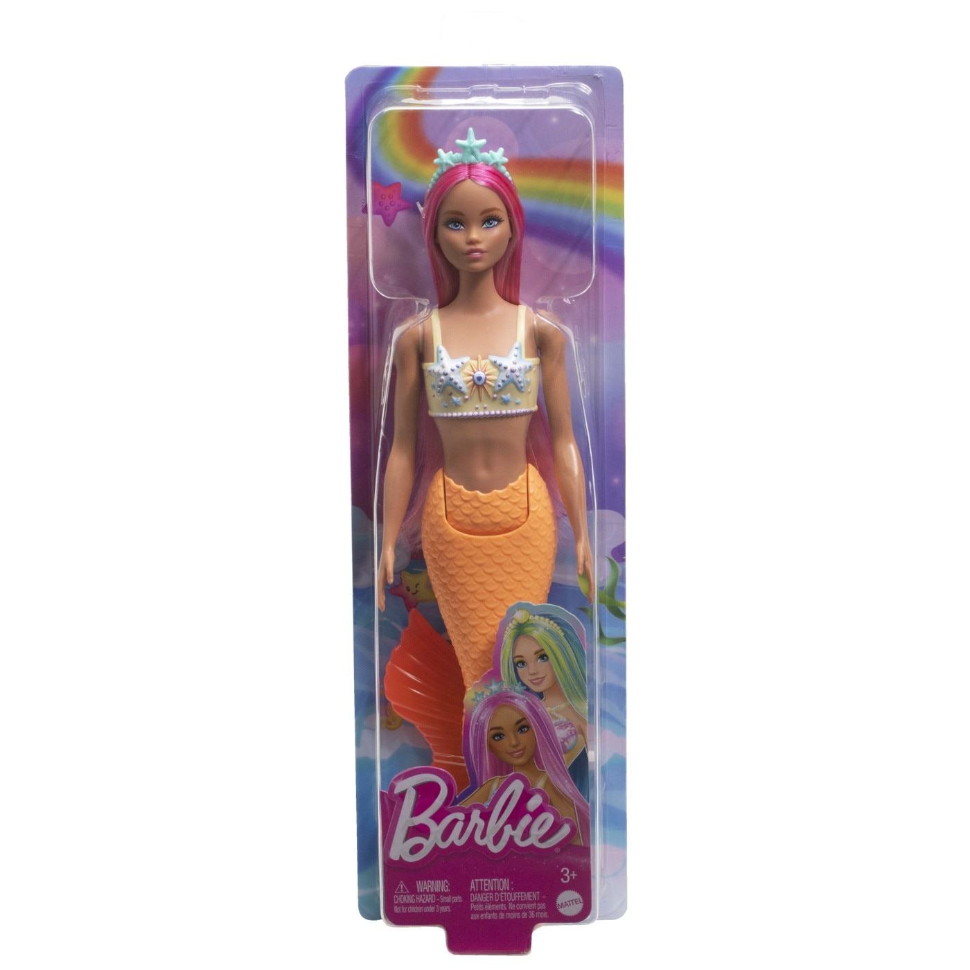 Papusa Barbie Dreamtopia - Sirena cu par roz si coada portocalie