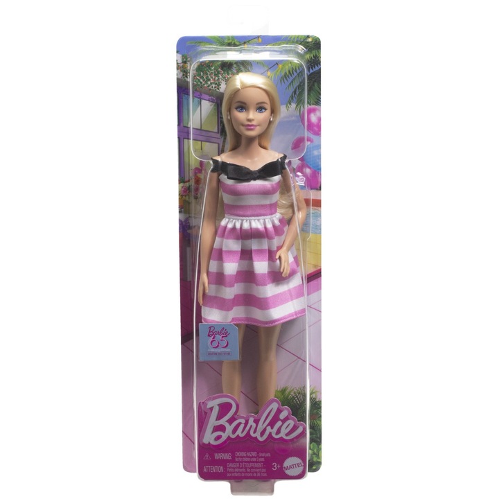Кукла Barbie 65th Anniversary - Барби с бяла/розова рокля
