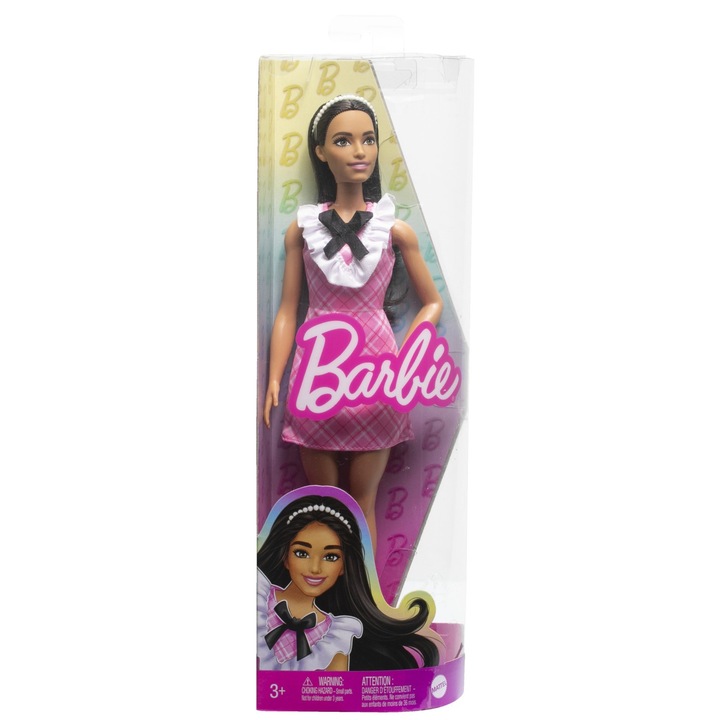 Кукла Barbie Fashionistas - Барби брюнетка в розова рокля