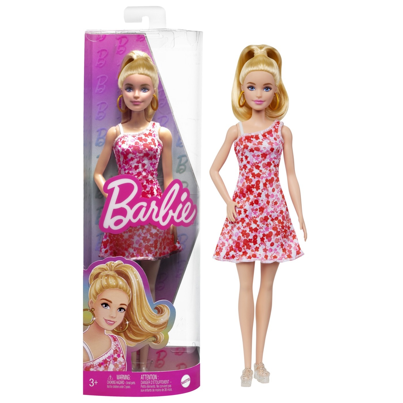 Papusa Barbie Fashionistas - Barbie blonda cu rochita roz