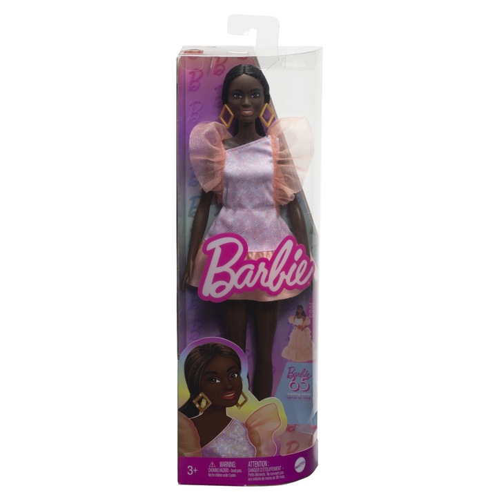 Кукла Barbie Fashionistas 65th Anniversary - Барби мулатка с розова рокля