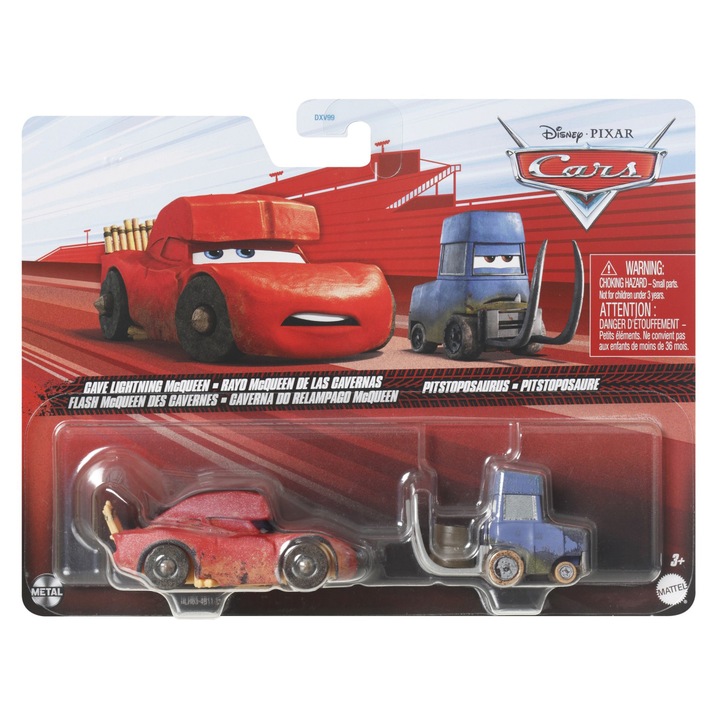 Set 2 masinute diecast Disney Cars 3 - Cave Fulger Mcqueen si Pitstoposaurus