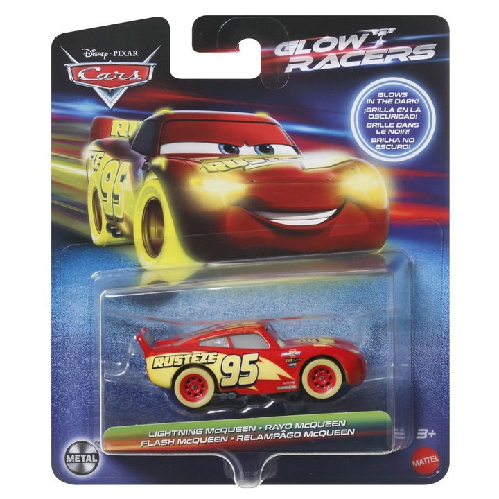 Diecast Disney Cars 3 – Glow Racers, Lightning McQueen, 1:55