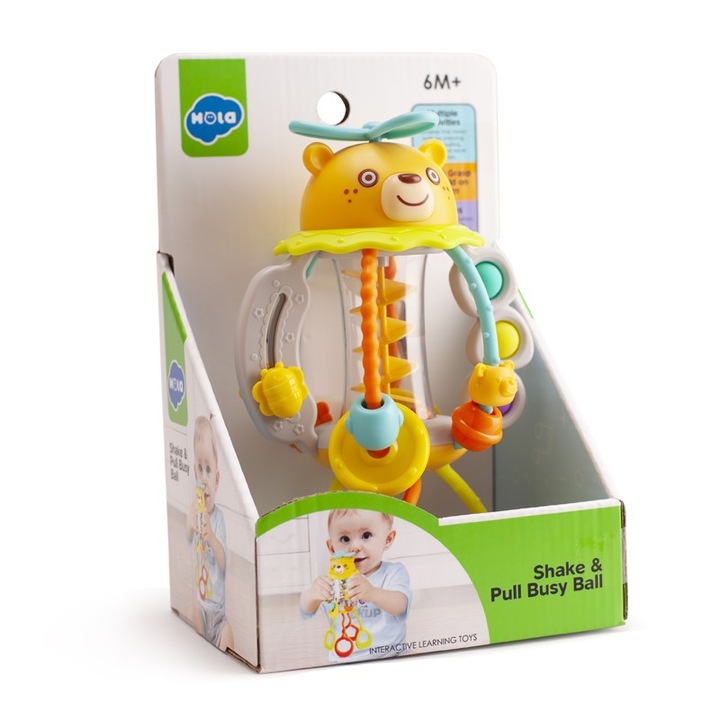 Сензорна играчка Hola - Разклащане и дърпане, Мече