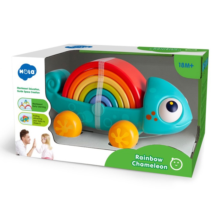 Играчка за дърпане Hola - Rainbow Chameleon