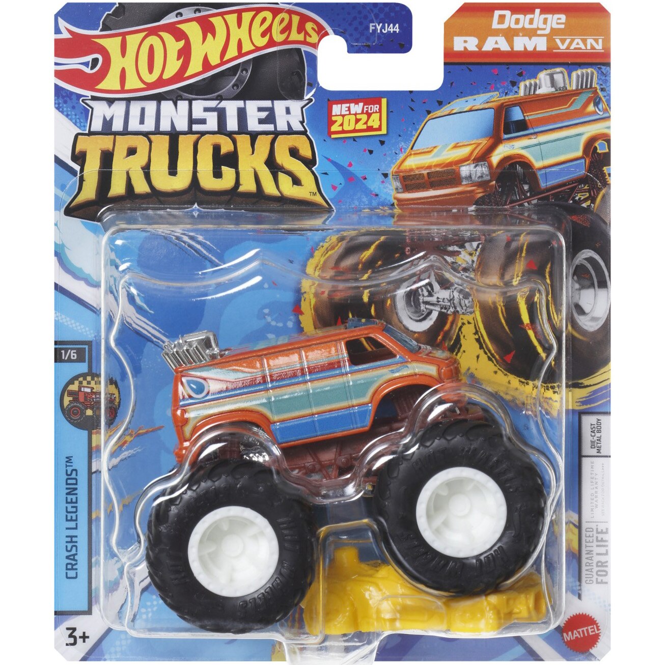 Masinuta Hot Wheels Monster Truck - Dodge Ram Van, scara 1:64