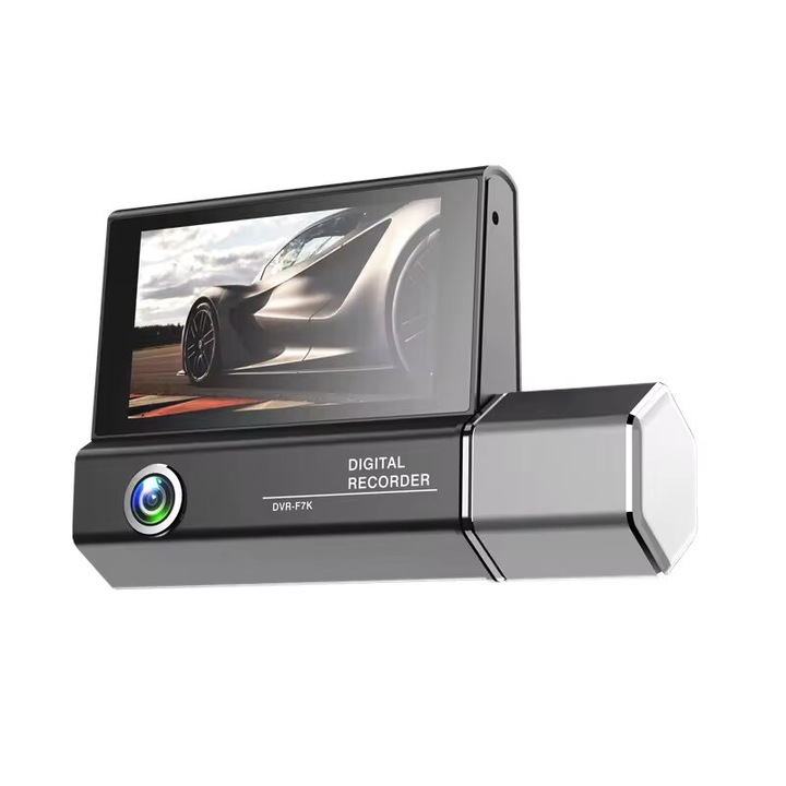 DVR auto cu 3 canale HD 1080P 3 lentile Dash Cam in interiorul vehiculului Camera in trei directii DVR Recorder Video Dashcam Camera video