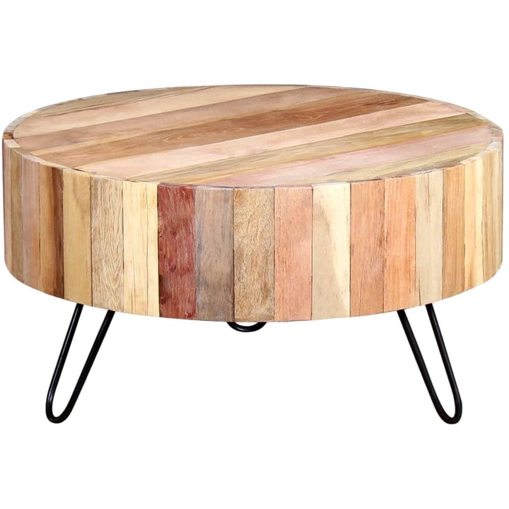 Холна маса Zakito Europe, индустриален стил, рециклирано дърво/желязо, кафяво/черно, 70x38см