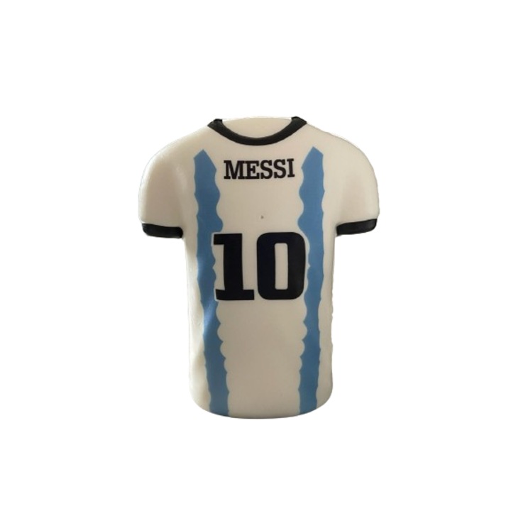 Squishy játék, Messi póló típusú, fehér, 10 cm