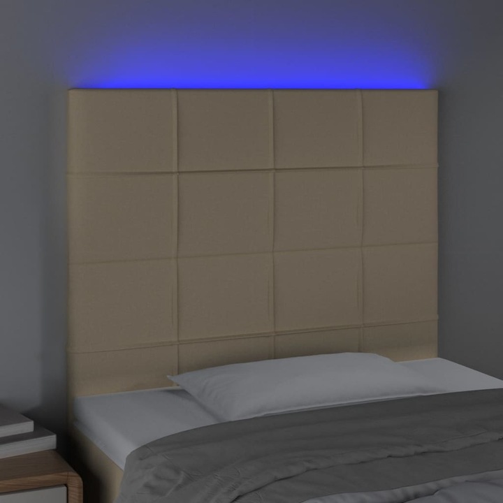 Tablie de pat cu LED vidaXL, crem, 90x5x118/128 cm, textil, 9.36 kg