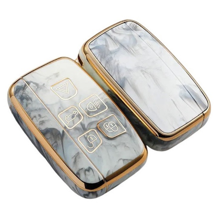 Husa pentru cheie Land Rover A9 Range Rover Sport Evoque Freelander 2 Jaguar XE XJ XJL XF alb fumuriu