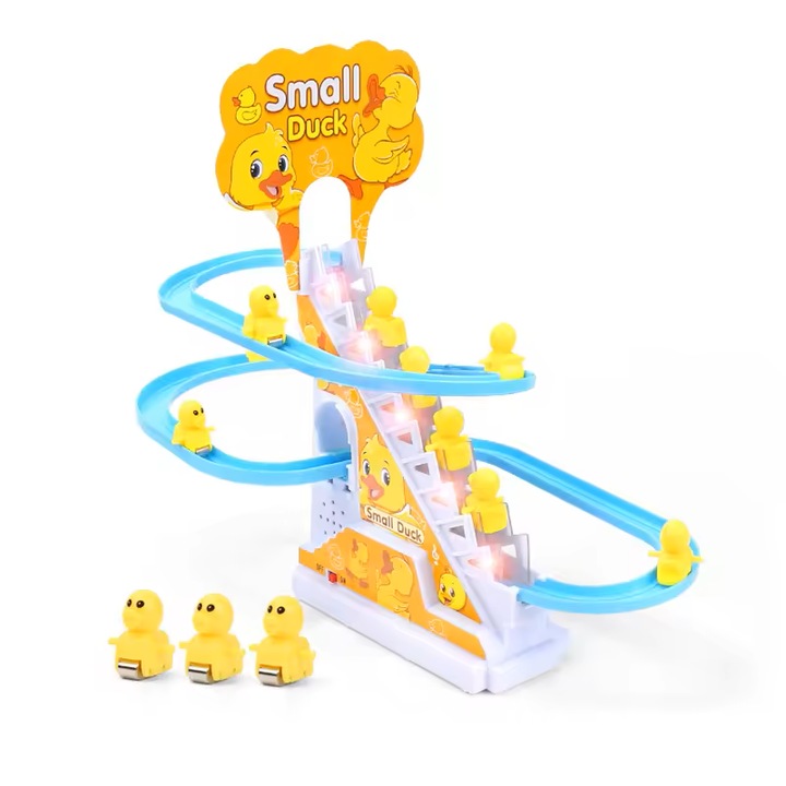 Jucarie cu Scari rulante si Tobogan cu 3 ratuste, lumini si sunete interactive, 3+ ani