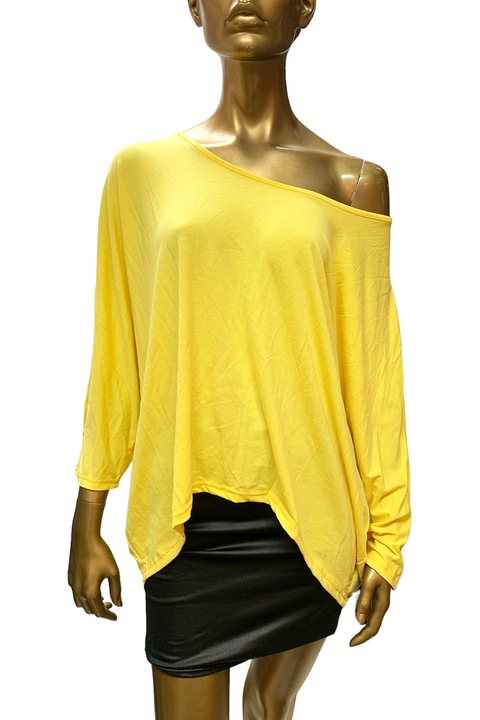 Női blúz JUP 16755321-B 10-482, hosszú ujjú, denevér ujjú, nagy méretű, sárga, XL
