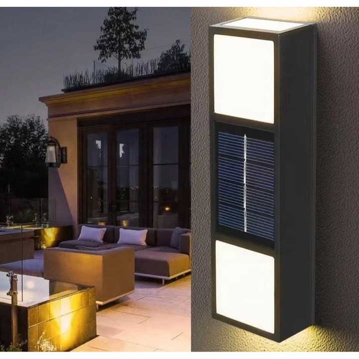 Pachet 2 lampi solare led de exterior, YWX, ABS, RGB, negru