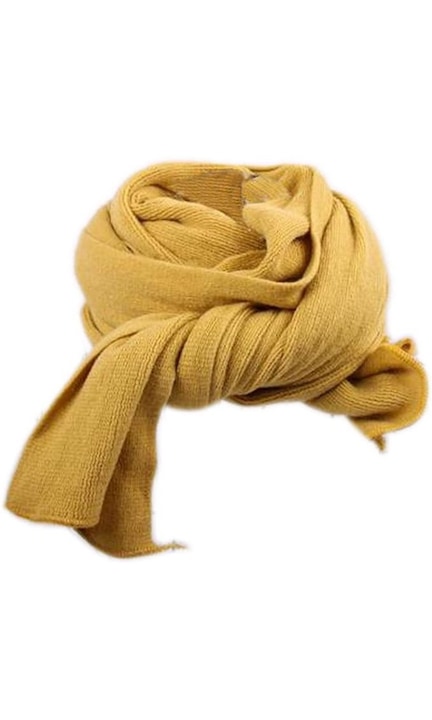 Esarfa lunga din bumbac tricotata, moale, galben mustar, FEOYA