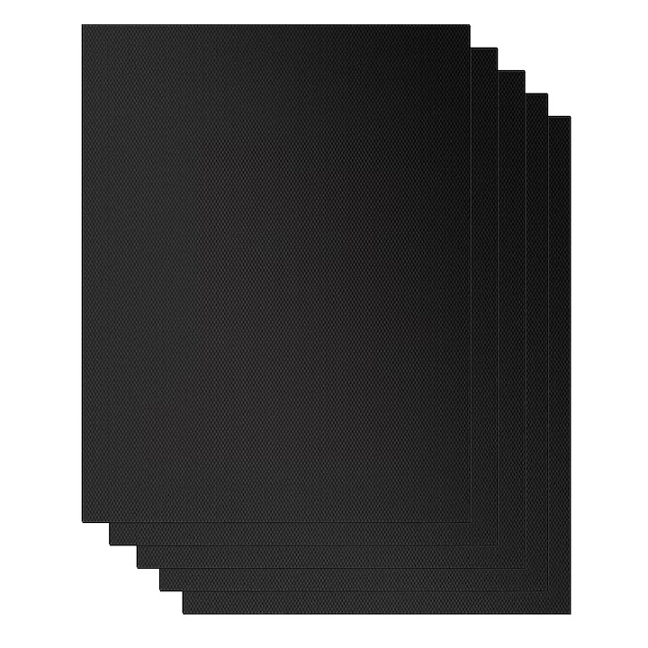 5 db-os BBQ grillszőnyeg készlet, BYONDSELF®, tapadásmentes teflon fólia grillezéshez, 40 x 33 cm, fekete