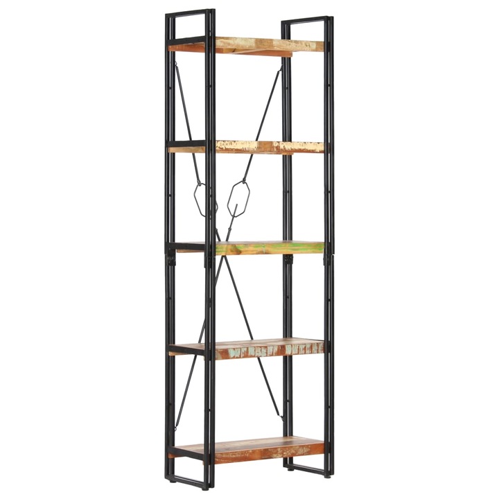Етажерка Zakito Europe, 5 рафта, рециклирано дърво, многоцветна, 60x30x180 см