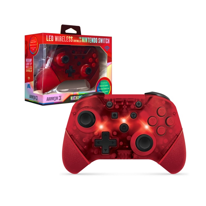 Armor3 NuChamp M07467-RL Nintendo Switch Piros LED vezeték nélküli kontroller