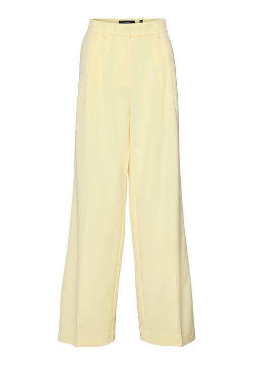 Дамски панталон от плат с широки крачоли Palazzo Marlene, Жълт