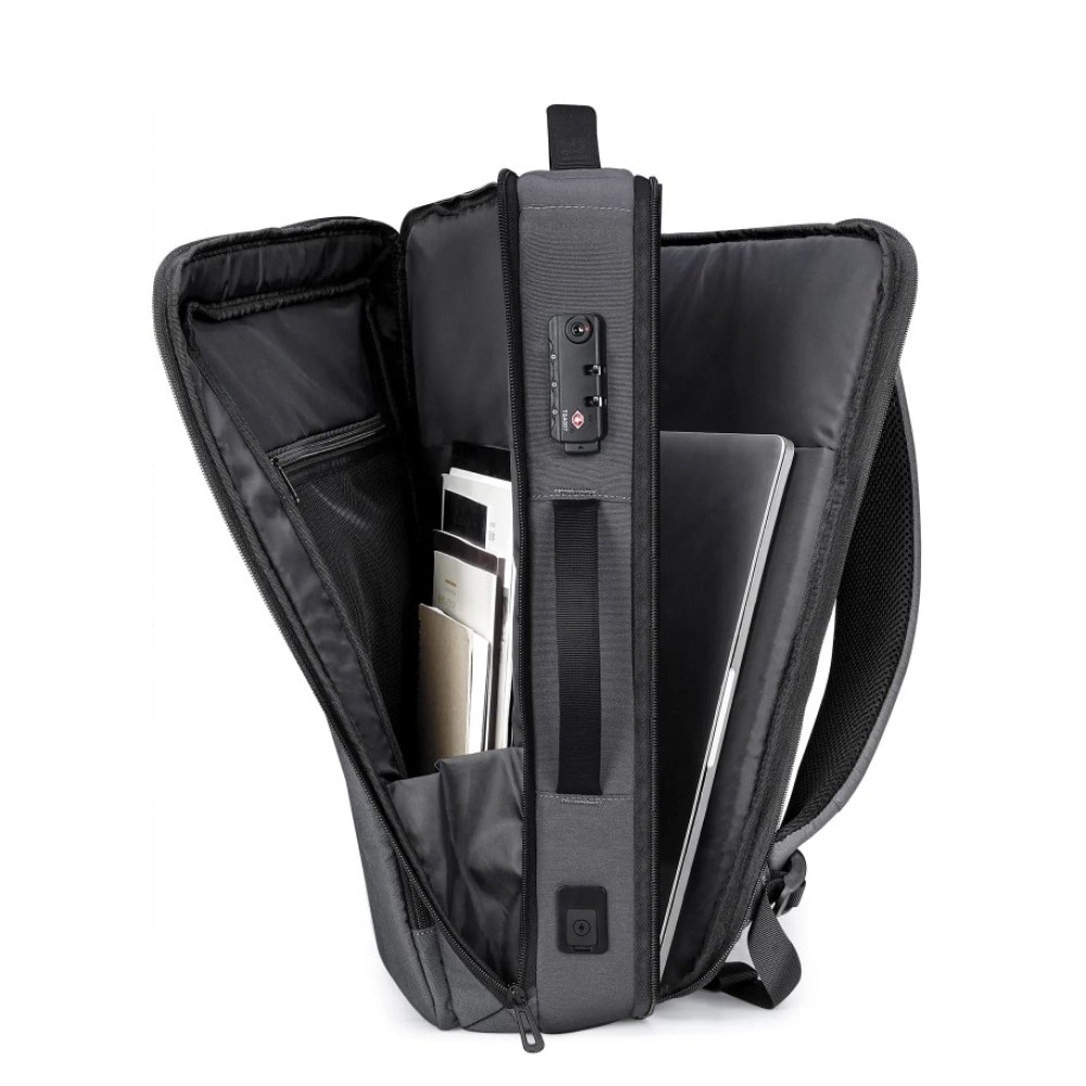 Rucsac laptop 17", smart casual, ingust, impermeabil cu port USB si cifru antifurt, VGOAL, 31x11x47 cm, Gri
