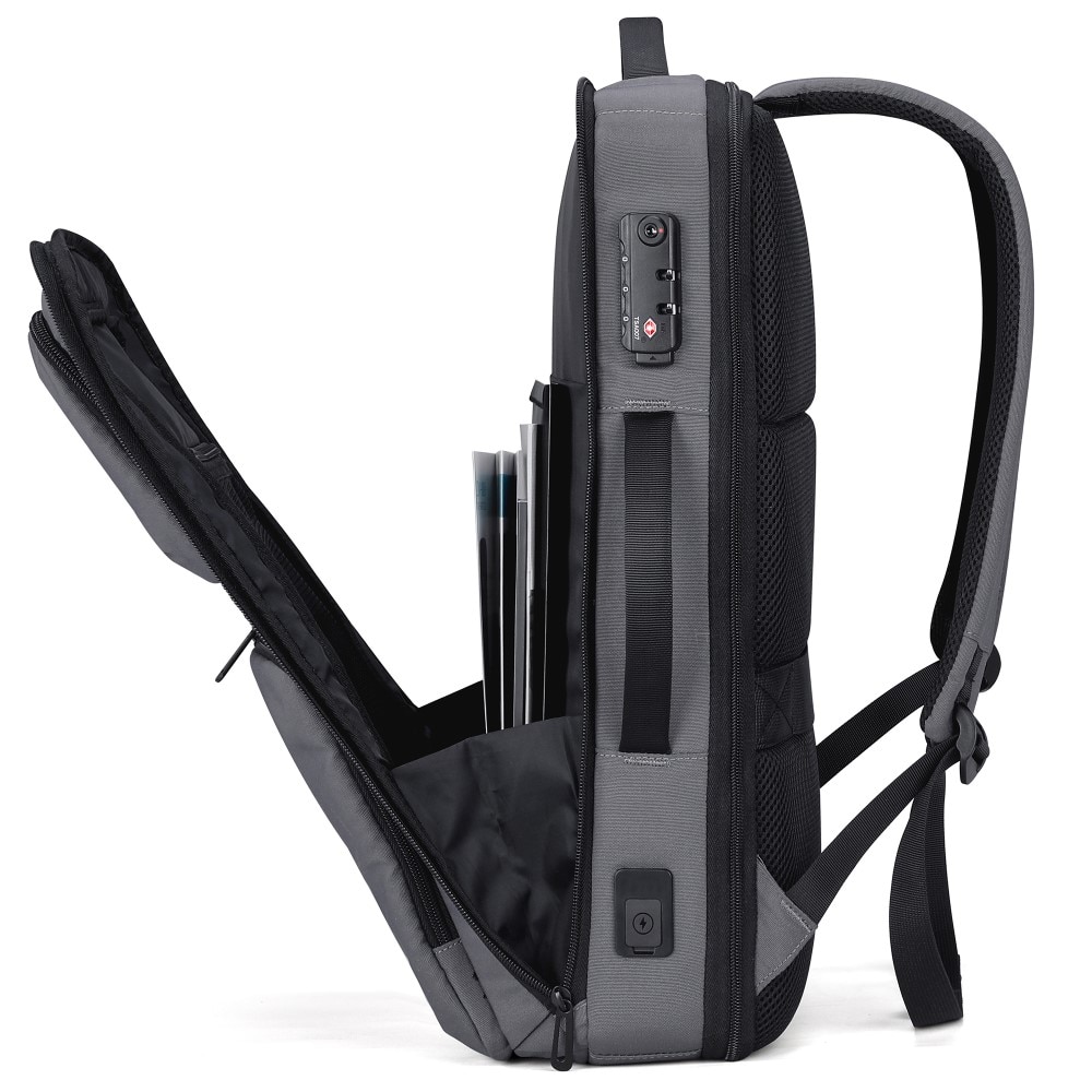 Rucsac laptop 17", smart casual, ingust, impermeabil cu port USB si cifru antifurt, VGOAL, 31x11x47 cm, Gri