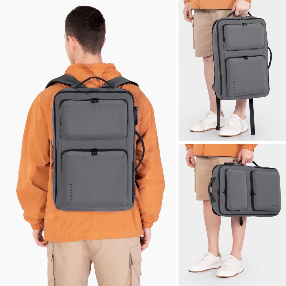 Rucsac laptop 17", smart casual, ingust, impermeabil cu port USB si cifru antifurt, VGOAL, 31x11x47 cm, Gri