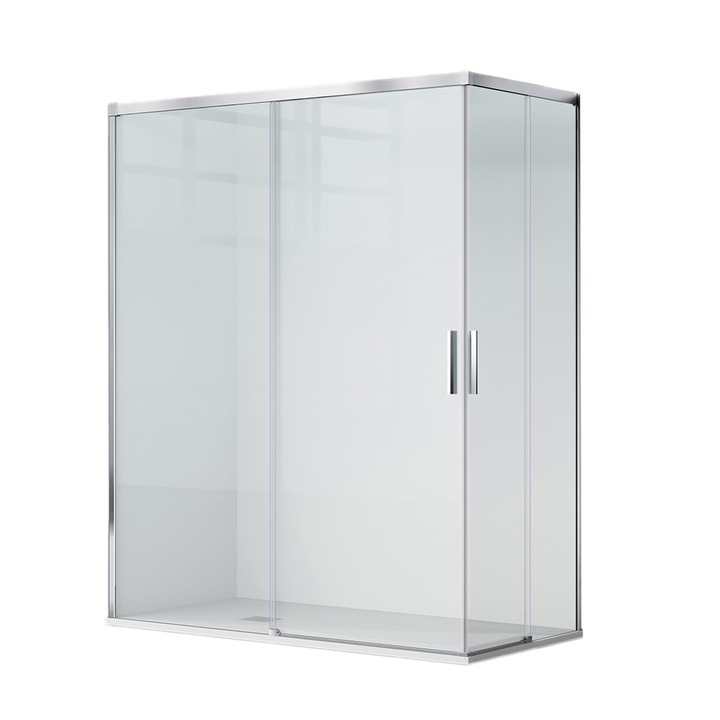 Cabina dus, 2 Usi Glisante, sticla securizata de 6 mm, dimensiune: 80x90 cm, profil Crom, Medea