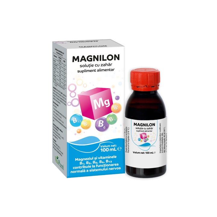 Supliment alimentar MAGNILON solutie, complex al magneziului si vitaminele grupei B, 100 ml
