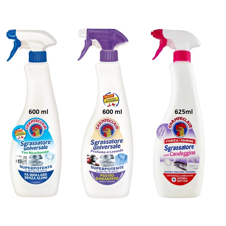 Solutii degresante Chanteclair, spray, Bicarbonat 600 ml + Lavanda 600 ml + Candeggina (inalbitor) 625ml