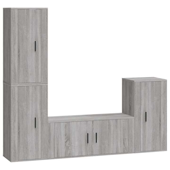 Set mobilier pentru living Zakito Europe, gri, lemn, 4 piese, 100x34.5x40cm/40x34,5x80cm