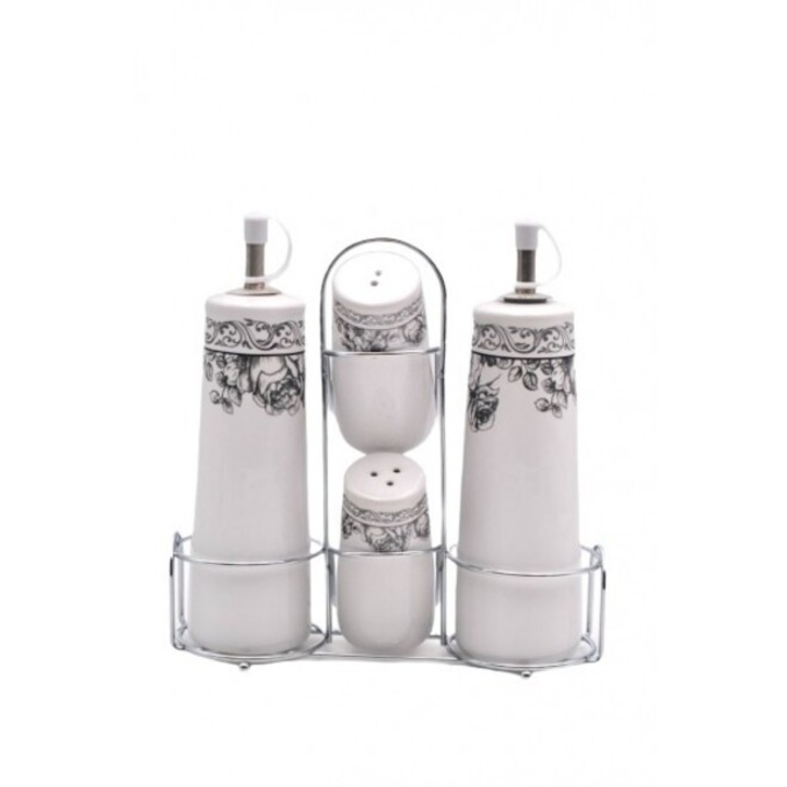 Set oliviera 4 piese din ceramica cu suport metalic, 22x20x5 cm