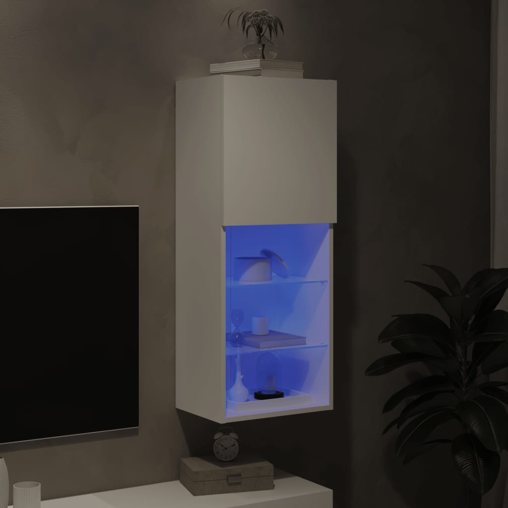 Dulap suspendat living, Zakito Europe, Lemn/Sticla, iluminare LED