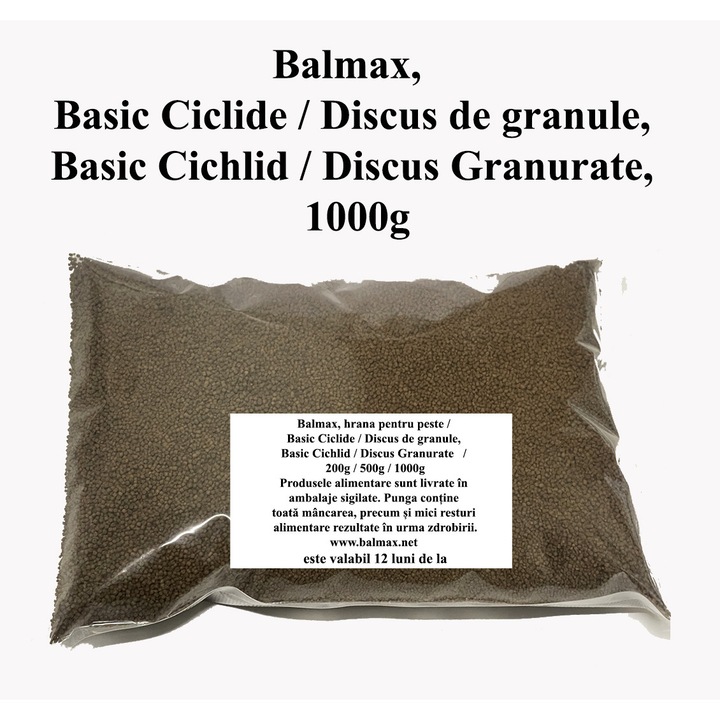 Гранулирана храна за рибки, Basic Cichlid - Discus гранули, Balmax, 1000гр