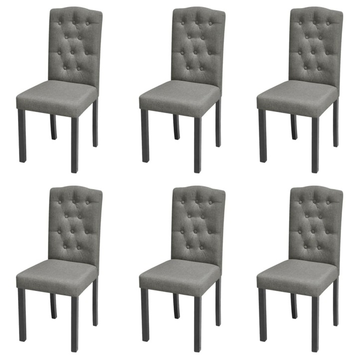Комплект 6 трапезни стола, Zakito Europe, Дърво/Плат, 42 x 51.5 x 95 см, Сив/Черен