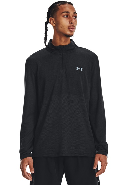 Under Armour, Bluza fara cusaturi pentru alergare Stride, Negru
