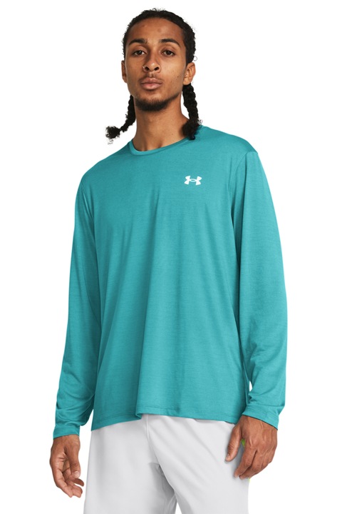 Under Armour, Bluza cambrata pentru alergare Launch, Gri deschis/Verde persan