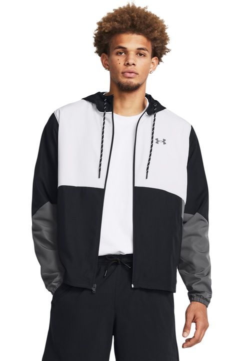 Under Armour, Jacheta pentru antrrenament Legacy Windbreaker, Alb/Negru/Gri