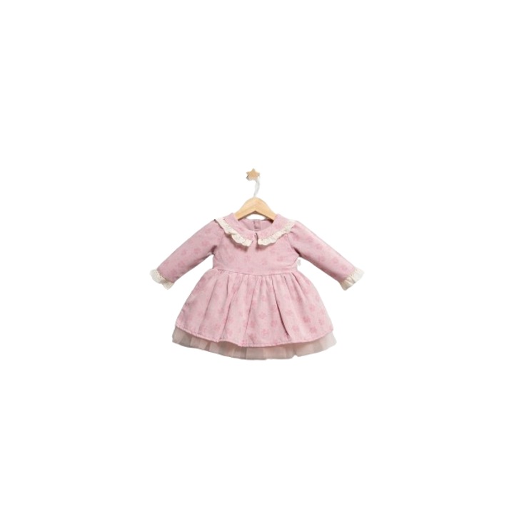 Елегантна рокля за момиче Elbise, Tongs baby, с тюл и волани, Розово