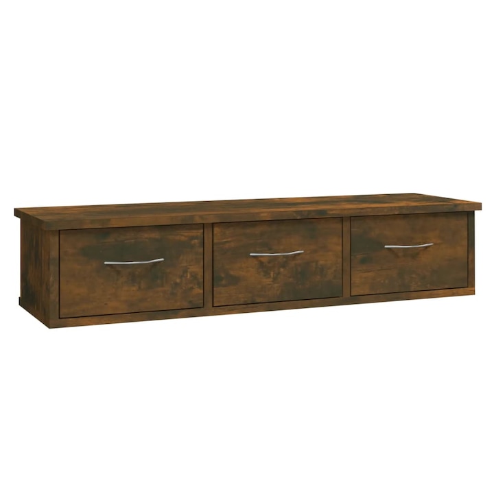 Comoda TV suspendata Zakito Europe, 3 sertare, stejar fumuriu, 88x26x18.5cm, lemn