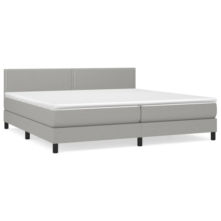 vidaXL világosszürke szövet rugós ágy matraccal 200 x 200 cm 57.64 kg 3140001