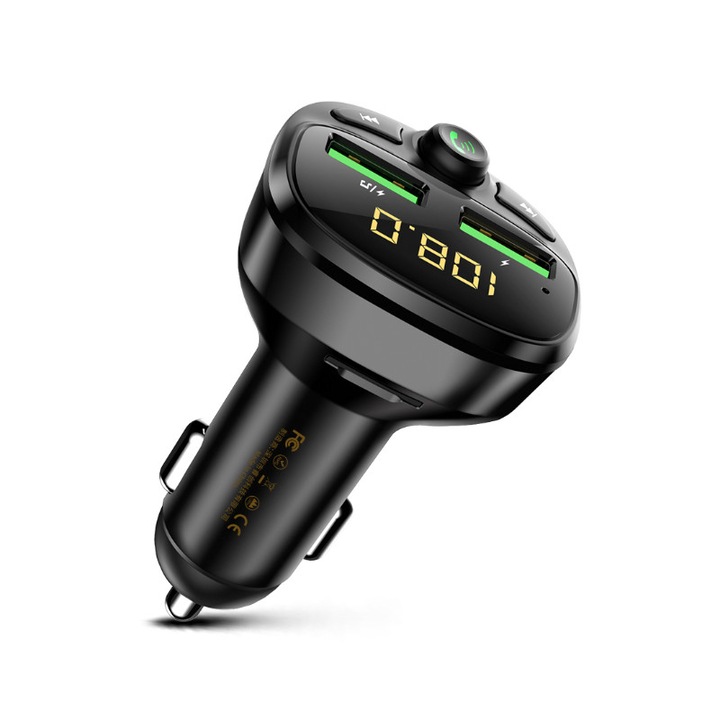 WEKOME WP-C26 - Bluetooth / MicroSD / 2x USB-A FM transmitter + 17W autós töltő fekete
