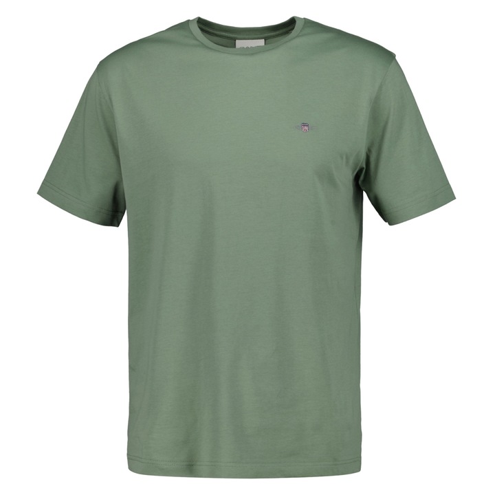Gant, Tricou regular fit din bumbac Shield, Verde feriga